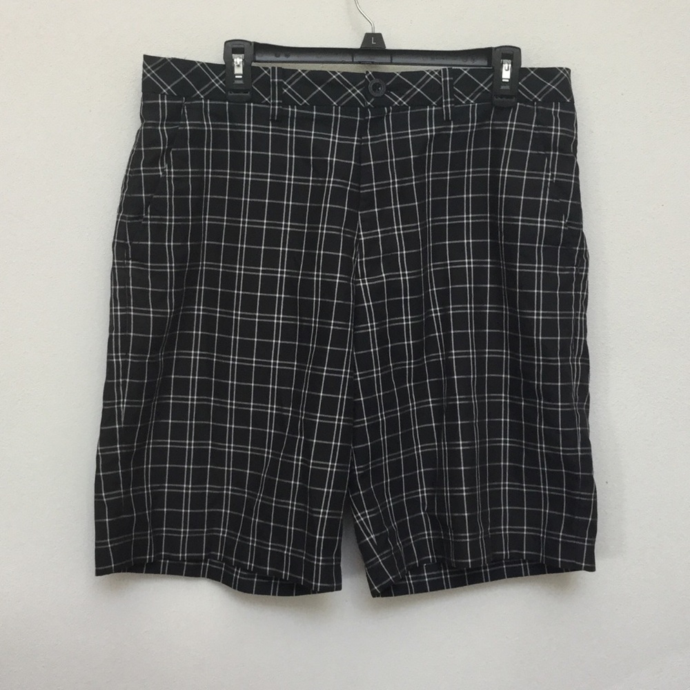Ashworth Dark Navy Plaid Golf Shorts Size 34 Outdoor Flat Front